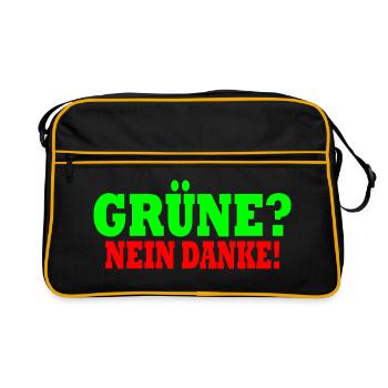 grüne nein danke - Retro Tasche - Schwarz/Gold - Vorne