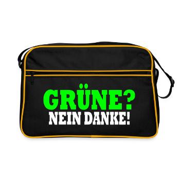 grüne nein danke - Retro Tasche - Schwarz/Gold - Vorne