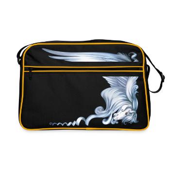 Pegasus Head with Big Wing - Retro Bag - black/gold - Front