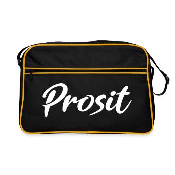 Prosit Prost Trinkspruch - Retro Tasche - Schwarz/Gold - Vorne