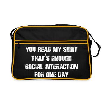 Vous avez lu ma chemise, c’est assez d’interaction sociale - Sac Retro - noir/or - Devant