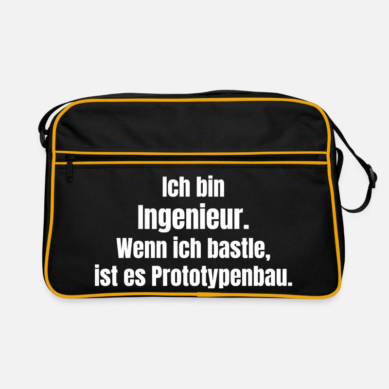 Ingenieur Prototypenbau Spruch - Retro Tasche - Schwarz/Gold