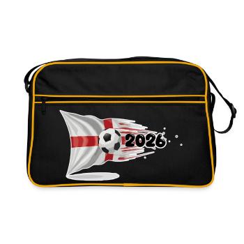 England St. George's Flag Soccer Burst 2026 - Retro Tasche - Schwarz/Gold - Vorne