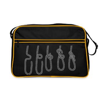 Seilknoten Linienkunst Palstek Segelknoten - Retro Tasche - Schwarz/Gold - Vorne