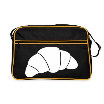 Weißes Croissant T-shirt Geschenkidee für Bäcker  - Retro Tasche - Schwarz/Gold - Vorne