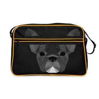 gris Low Poly Frenchie - Sac Retro - noir/or - Devant
