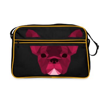 rose Low Poly Frenchie - Sac Retro - noir/or - Devant
