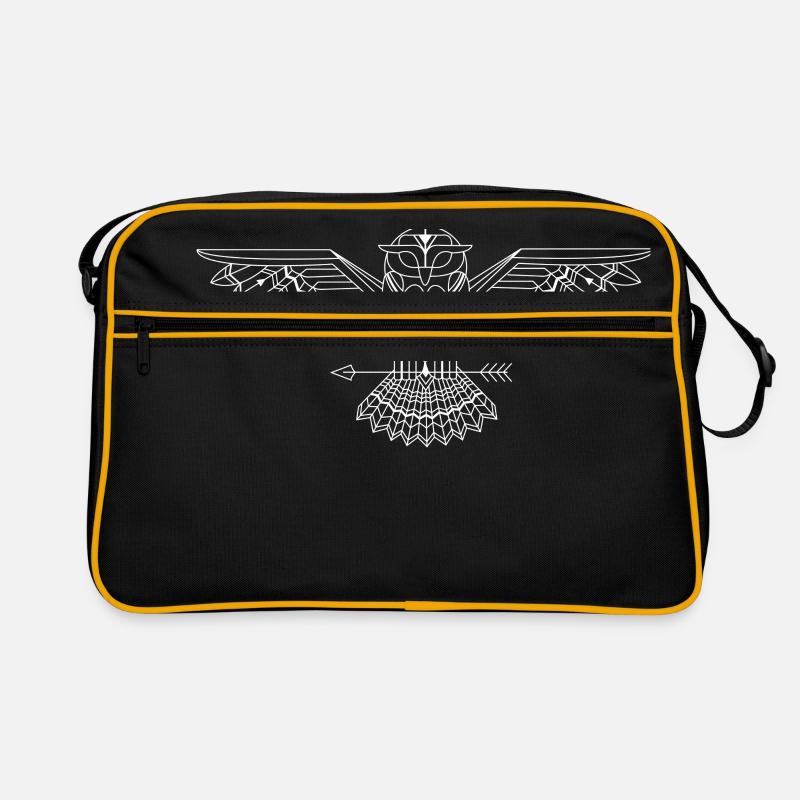 graphiques hibou blanc - Sac Retro - noir/or