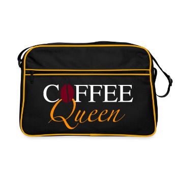 Coffee Queen mit Bohne - Retro Tasche - Schwarz/Gold - Vorne