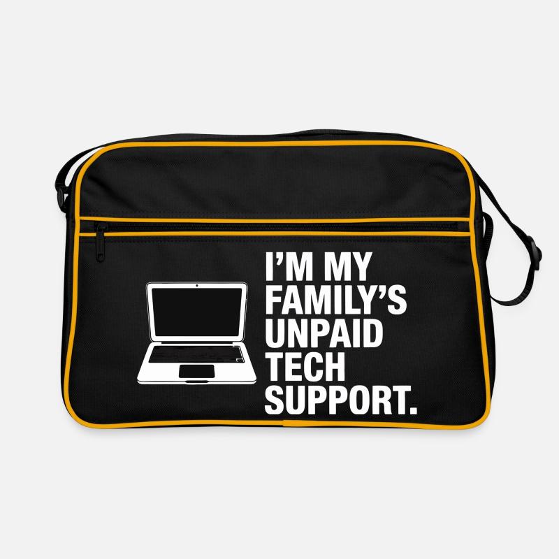 Unbezahlte Technik-Support-Familie Retro Tasche
