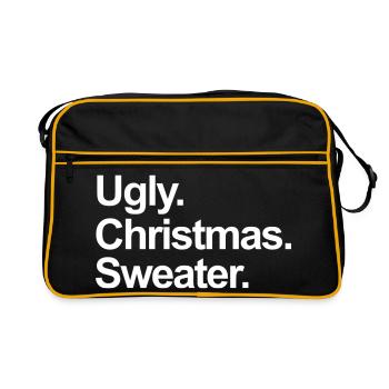 hässlicher Weihnachtspullover - Retro Tasche - Schwarz/Gold - Vorne