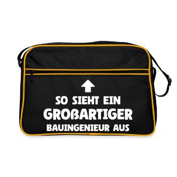So sieht ein großartiger Bauingenieur aus - Retro Tasche - Schwarz/Gold - Vorne