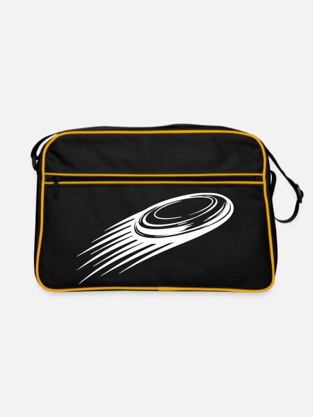 Wurfscheibe Bewegung Weiß Symbol - Retro Tasche - Schwarz/Gold