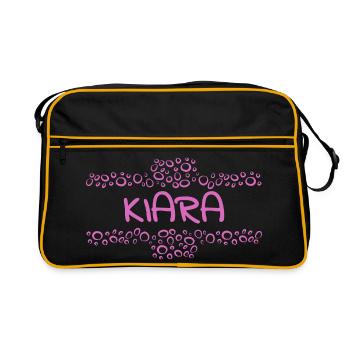 Geschenk für Kiara - Retro Tasche - Schwarz/Gold - Vorne