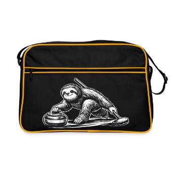 Humour de curling paresseux pour les sports d’hiver - Sac Retro - noir/or - Devant