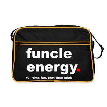 Slogan funcle drôle - Sac Retro - noir/or - Devant