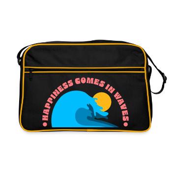Le bonheur vient dans les vagues surfent - Sac Retro - noir/or - Devant