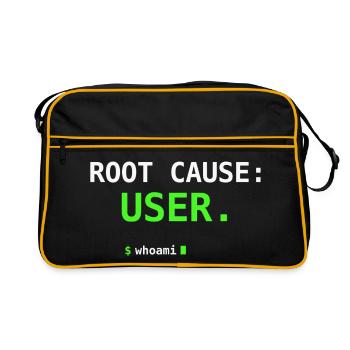 Root Cause USER Whoami IT Humor Nerd Gift - Retro Bag - black/gold - Front