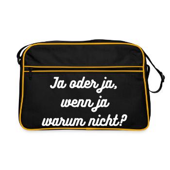 HN Ja oder ja, wenn ja warum nicht? - Retro Tasche - Schwarz/Gold - Vorne