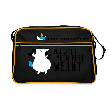 Ich schwitze nicht, mein Fett weint - Retro Tasche - Schwarz/Gold - Vorne