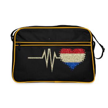 Mon cœur bat pour Pays-Bas Hollande Glitter - Sac Retro - noir/or - Devant