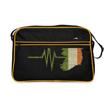 Mon cœur bat pour l'Irlande Irlande natale - Sac Retro - noir/or - Devant