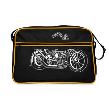 Chopper / Bobber Motorrad 02_weiß - Retro Tasche - Schwarz/Gold - Vorne