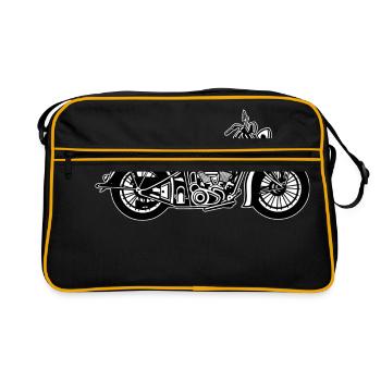 Chopper / Bobber Motorrad 03_schwarz weiß - Retro Tasche - Schwarz/Gold - Vorne