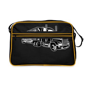 Truck / Lkw 01_schwarz weiß - Retro Tasche - Schwarz/Gold - Vorne