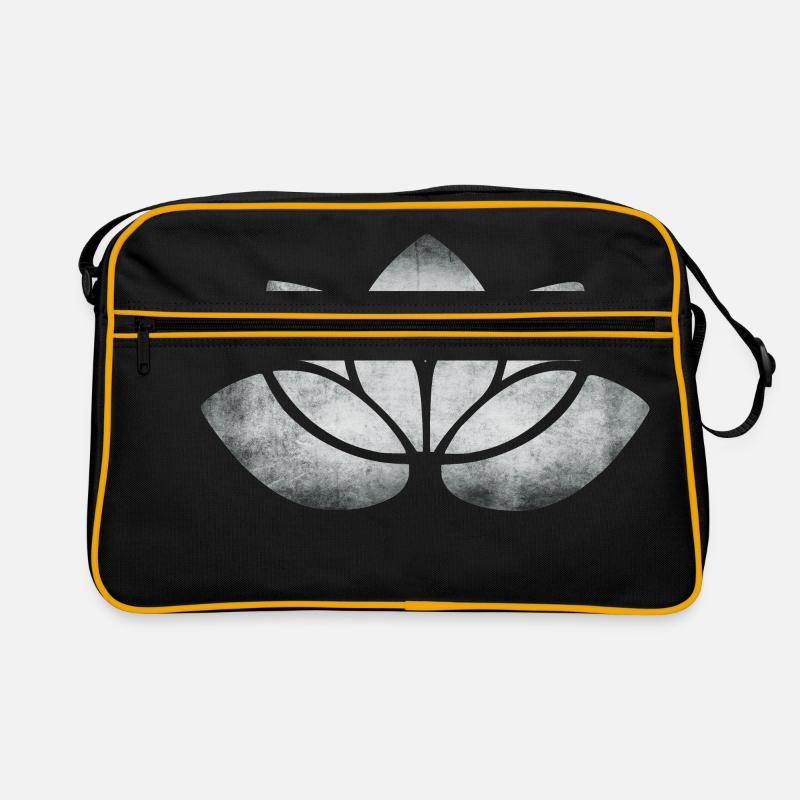 yoga lotus blume silber - Retro Tasche - Schwarz/Gold