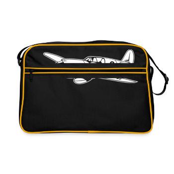 Jagdflugzeug / Kampfflieger Warhawk 02_weiß - Retro Tasche - Schwarz/Gold - Vorne