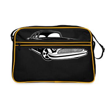Lowrider / Oldtimer / Muscle Car 03_black white - Retro Bag - black/gold - Front