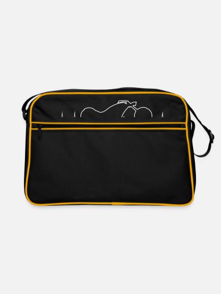 Motorcycle Heartbeat Shirt - Chopper - Retro Bag - black/gold - Front