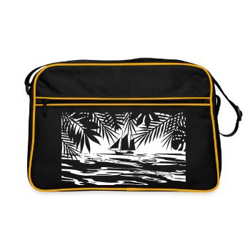 Caribbean, island, ship - Retro Bag - black/gold - Front