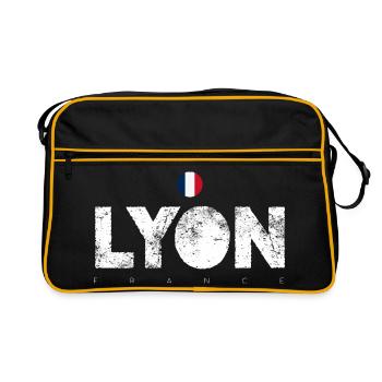 Lyon Bold Text with French Flag - Retro Bag - black/gold - Front