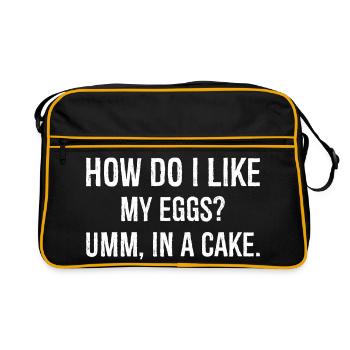 comment j’aime mes œufs euh dans un gâteau drôle de chemise - Sac Retro - noir/or - Devant