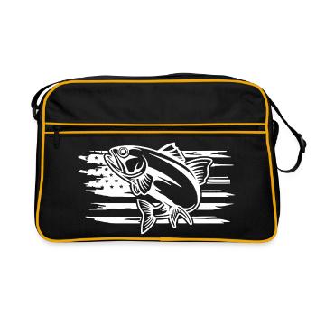 Graphique dynamique du mouvement du poisson - Sac Retro - noir/or - Devant