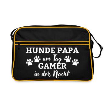 Chiens, papa le jour, joueur la nuit, la nuit - Sac Retro - noir/or - Devant