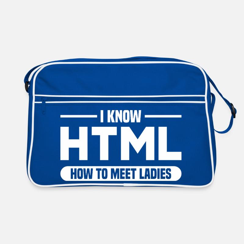 HTML Humor Code Programmer Saying Retro Bag