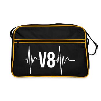 V8 Heartbeat Us Car Liebhbaber Motif - Retro Bag - black/gold - Front