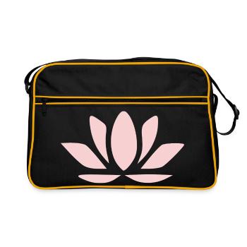 Fleurs de lotus, fleurs de lotus, yoga de la fleur en fleurs pastel - Sac Retro - noir/or - Devant