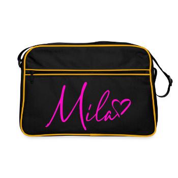 Mila Signature Neon Pink - Retro Bag - black/gold - Front