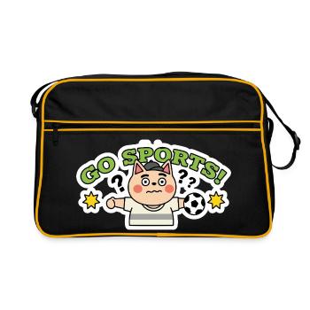Witziger Fußball-Katzenaufkleber | Fußball-Fan-Tierkunst - Retro Tasche - Schwarz/Gold - Vorne