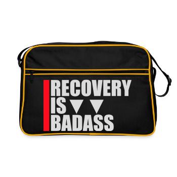 Recovery Is Badass Motivational Recovery Quote Logo - Retro Bag - black/gold - Front