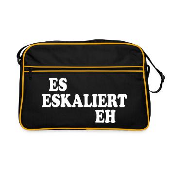 Es eskaliert eh - Retro Tasche - Schwarz/Gold - Vorne