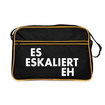 Es eskaliert eh - Retro Tasche - Schwarz/Gold - Vorne