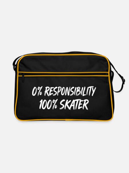 0% Verantwortung 100% Skater - Retro Tasche - Schwarz/Gold - Vorne