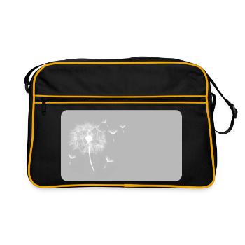 Pusteblume grau | personalisierbar  - Retro Tasche - Schwarz/Gold - Vorne