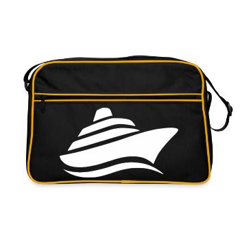 Minimalistische Kreuzfahrt Schiffsreise Silhouette - Retro Tasche - Schwarz/Gold - Vorne
