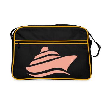 Minimalistische Kreuzfahrt Schiffsreise Silhouette - Retro Tasche - Schwarz/Gold - Vorne